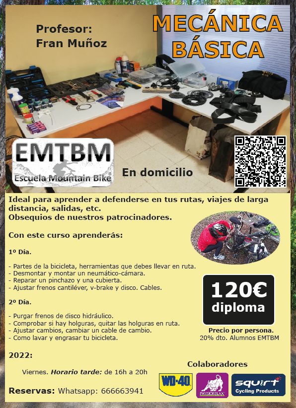 Clases mecánica de bicicletas por la Escuela de Mountain Bike de Madrid (EMTBM)